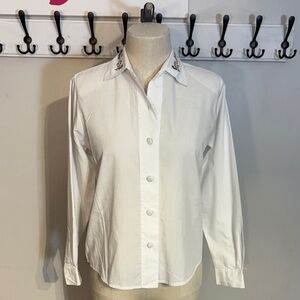 Vintage White Embroidered Button-Down Shirt